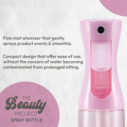 Spray Bottle Mister for Hair - Continuous Mister, Fine Water Mist, Trusted by Professional Salons & Barbers, 10.1oz - Clear Bottle (Pink) - color: Pink