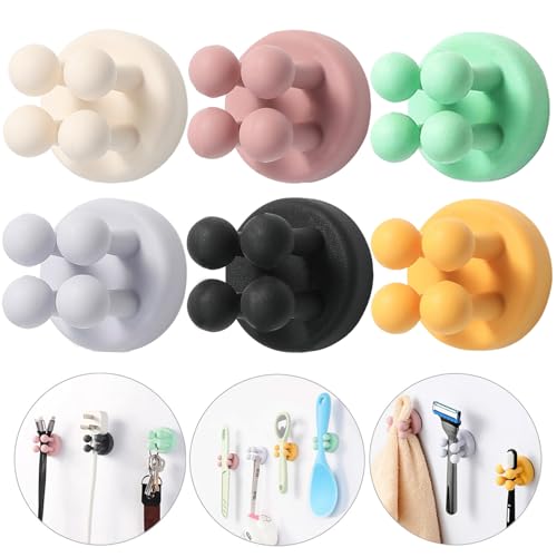 ZEZHOU Toothbrush Holders for Bathrooms Shower - 6Pcs Silicone Razor Holder Wall Mounted Self Adhesive Multifunctional Cute Hook for Kids Hanging Tooth Brush for Kitchen Living Room Office - color: Multicolor, 6pack