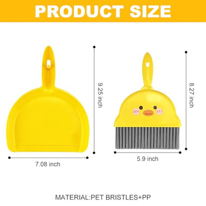 Small Broom and Dustpan Set,1pc Dust Pan and Brush Set,Cute Little Yellow Hand Mini Broom and Dustpan Set,Small dust pan Mini for Tabletop Debris,Keyboards&Clean Pet Cages Guinea Pig Cage(Chick) - style: Chick