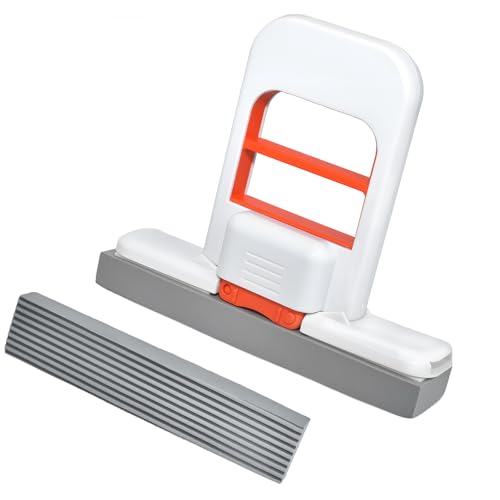 Mini Foldable Desktop Mop – Portable Versatile Wet & Dry Cleaning Sponge Mop for Home & Car – Ideal for Kitchen, Bathroom, Glass, Dining Table & More (Squeeze Handle+2 Sponge Head )