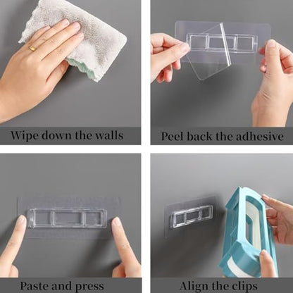 6 PCS Adhesive Toothbrush Holders Wall Mounted Sticky Pads, Rectangular Shower Caddy Adhesive Replacement ,Strongly Waterproof Traceless Adhesive Hooks, No Drilling for 3.7 to 3.9 In Hanging Mouths
