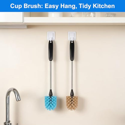 Bottle Brush,15-inch Long, Bottle Brush Cleaner, Bottle Scrubber, Kitchen Scrub Brush Suitable for Water Bottles, Cups, Glasses, Baby Bottles, Wine Glasses, (1, Blue) - color: Blue