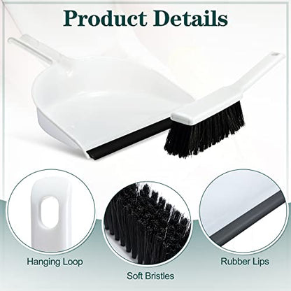 Zubebe 12 Pcs Mini Dustpan and Brush Set, Small Broom and Dustpan Set Small Cleaning Brush Portable Hand Broom Set for Home Office Kitchen Table Desktop Floor Cleaning Supplies