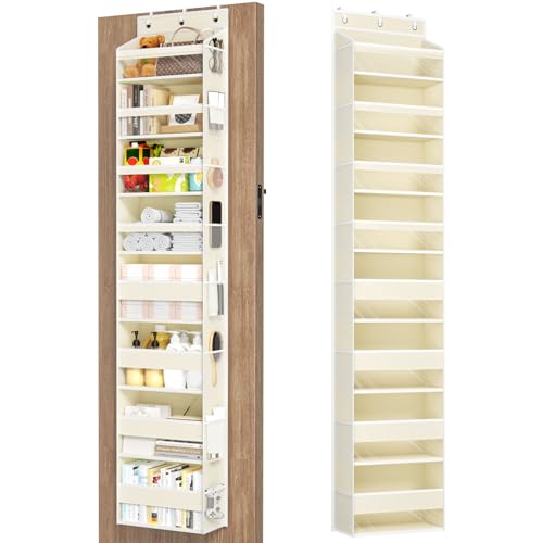 Mefirt Over The Door Organizer, 8 Shelf Door Hanging Organizers with 8 Large Capacity Pockets, Back of Door Organizer Storage Hanging Shelves for Closet Bathroom Bedroom Nursery - color: Beige, size: 8-Tier
