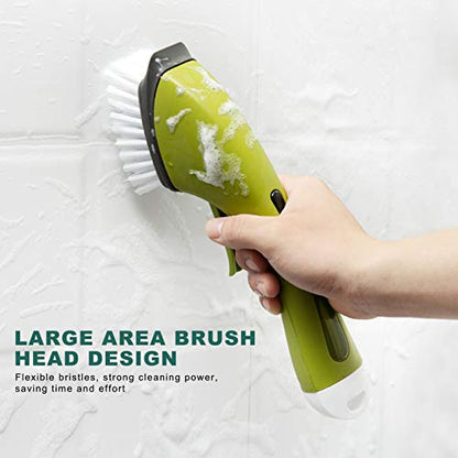 Soap Dispensing Dish Brush - Ergonomic Kitchen Scrub Brush with Soap Dispenser for Effortless Cleaning of Pots, Pans, Sinks & Bathtubs - Green/Gray - color: Green