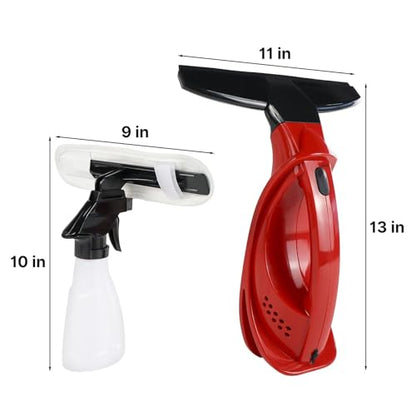 Window Vacuum Squeegee Cordless, Window Vac with Detachable 200ml Water Tank and Strong Suction, Electric Window Cleaning Tool for Window, Mirror, Countertop, Tile
