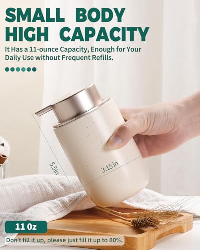 BosilunLife Foam Soap Dispenser - Ceramic Foaming Hand Dispenser for Bathroom Modern Farmhouse Small Soap Dispenser Lotion Hand Pump Dispenser for Kitchen Sink (Apricot, Foam Pump) - color: Apricot-foam Pump