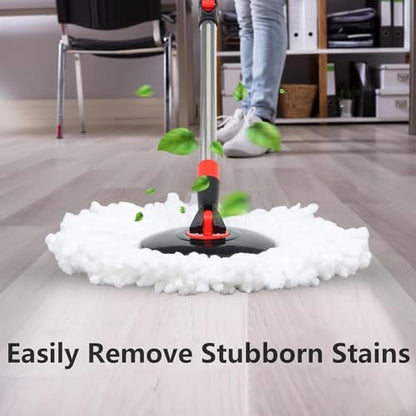 Mop and Bucket with Wringer Set, 360° Mop Bucket Floor Cleaning System with 3 Microfiber Replacement Mop Head Refills, 61" Adjustable Stainless Steel Handle, 2X Wheel for Home Cleaning