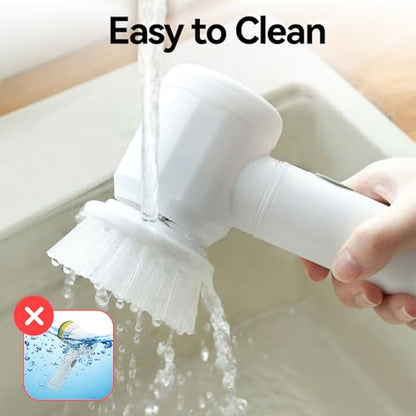 5 in 1 Cordless Electric Spin Scrubber & Power Scrubber - Rechargeable Battery, Fast Cleaning for Bathroom, Shower, Tile, Kitchen Floors, Household Cleaning Tools