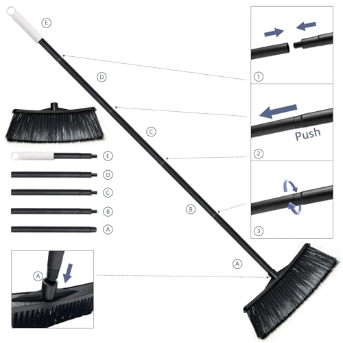 Outdoor Broom for Cleaning Floor - Outside Brooms, Heavy Duty Outdoor Broom for Cleaning Garages, Terraces, and Porches, etc.