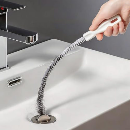 Drain Cleaning Brush for Sink & Sewer, Flexible Long Pipe Cleaner with Nylon Bristles, Hair Clog Remover Tool for Bathroom, Kitchen Sink, Tub, Shower & Overflow Drain
