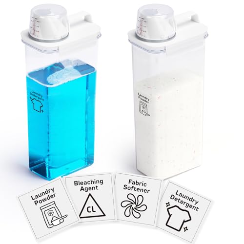 Laundry Detergent Dispenser-2 Pack, 98 oz Detergent Dispenser with 4 Removable Labels, Laundry Soap Dispenser for Laundry Room Organization and Storage, BPA Free & PET Plastic Clear - size: 1 Count (Pack of 2)