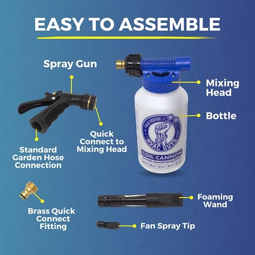 HVAC Guys Coil Cannon | AC Coil Cleaner Automatic Foaming Mixing Sprayer | Compatible with All Cleaners & Chemicals | 5 Dilution Ratios - style: Coil Cannon
