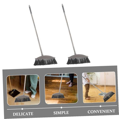 Cabilock 2pcs Hard Floor Broom Handle Heavy Duty Garage Broom for Home Cleaning - color: Dark Grey
