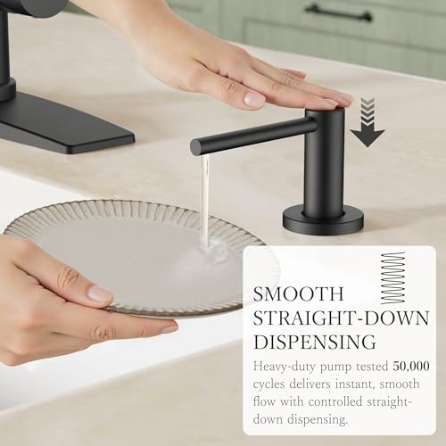 FORIOUS Soap Dispenser for Kitchen Sink, Black Stainless Steel Liquid Dish Soap Dispenser Pump with Top Refill 17oz Soap Bottle, Built in Sink Lotion Dispenser for Kitchen Countertop - color: Matte Black