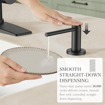 FORIOUS Soap Dispenser for Kitchen Sink, Black Stainless Steel Liquid Dish Soap Dispenser Pump with Top Refill 17oz Soap Bottle, Built in Sink Lotion Dispenser for Kitchen Countertop - color: Matte Black