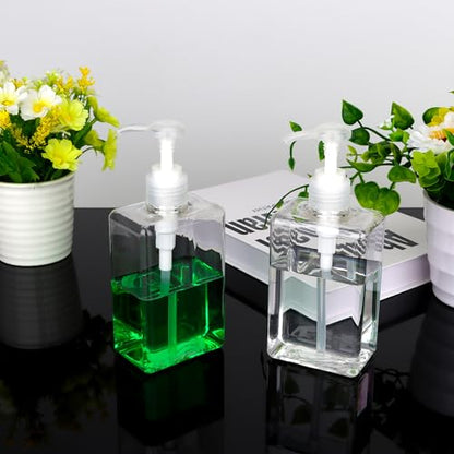 280ml (9.5oz) Pump Bottle Dispenser Jansburg 2 Pack Refillable Flat Square Plastic Lotion Dispenser Leakproof Empty Lotion Pump Bottle for Essential Oil Soap Lotion Shampoo Clear - color: Clear