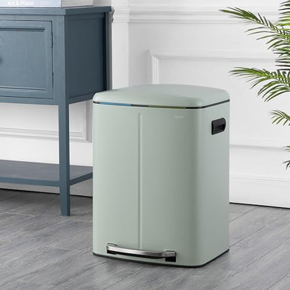 happimess HPM1005E Marco Rectangular 10.6-Gallon Double Bucket Trash Can with Soft-Close Lid, Pistachio Gelato, Fingerprint Resistant, Modern, Minimalistic for Home, Kitchen, Office, Bedroom, Bathroom - color: Pistachio Gelato
