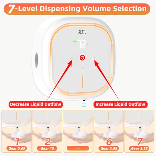 Automatic Foam Soap Dispenser Touchless Wall Mounted, USB-C Rechargeable with Smart Screen Temperature Display & Ambient Light, 7 Adjustable Levels, 16.9 oz for Kitchen Bathroom Commercial,White - color: Ae-002-w