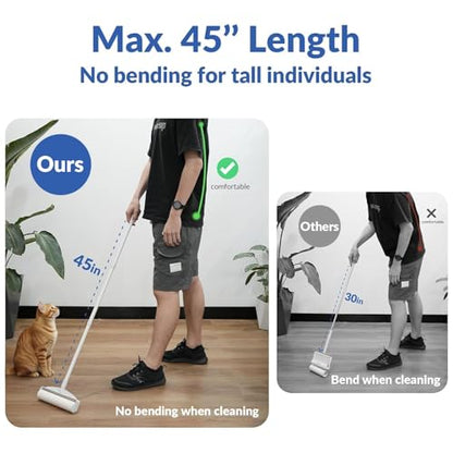 Large Lint Rollers for Carpet: Sticky Rollers for Floor DELOMO 9.45 in with 3 Extendable Handle, Long Handle Sticky Mop for Cleaning Carpets, Cars, Bedding, Couches, and Pet Hair - for Pet Homes - size: A: 1 Roller + 4 Refills (Wide: 9.45 in)
