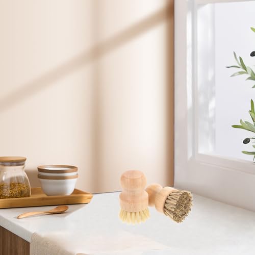 VOSAREA Natural Fiber Palm Scrub Brush 2pcs, Stiff Sisal and Coconut Bristle Kitchen Cleaning Brush Set for Pots, Pans, and Dishes, Eco-Friendly Household Scrub Tool for Kitchen Use