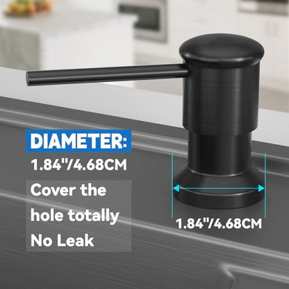 Dish Soap Dispenser, Kitchen Sink Soap Dispenser Pump with 17 OZ Bottle, Refill from The Top, Wide Pump Head Base (Black) - color: Black, size: With Bottle