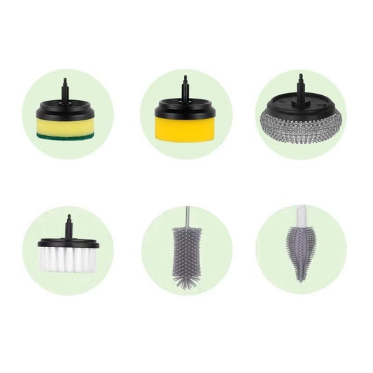 Electric Spin Scrubber, Cordless Electric DishGun Cleaning Brush, with 6 Replaceable Brush Heads Power Scrubber, for Bathroom Floor Window Kitchen Sink Dish Pot (Color : 6Pcs Brush) - color: 6pcs Brush