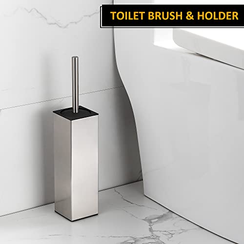 BGL Toilet Brush Holder Freestanding,Brushed Nickel,304 Stainless Steel,SUS304 Toilet Bowl Brush and Holder for Bathroom - Space Saving,Sturdy,Deep Cleaning,Covered Brush - color: Brushed Nickel