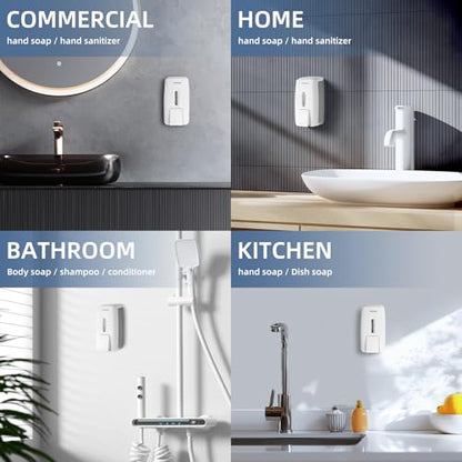 Soap Dispenser Wall Mount 28oz Commercial Hand Soap Dispenser for Bathroom Liquid Gel Hand Sanitizer Dispenser No Drilling White - color: White