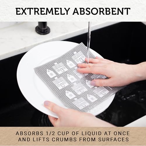 Nordhus Design Swedish Dishcloths,10 Grey Cloths, Made in Sweden - Reusable, Washable Cellulose Cotton Kitchen Cloths - Replace Paper Towels, Wipes, Sponges, Dish Rags - color: 3. Nordic Forest