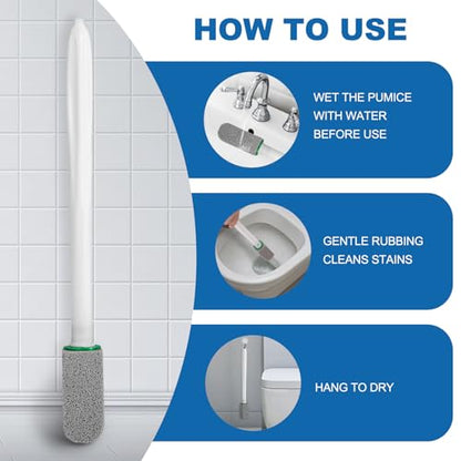 Pumice Stone Toilet Bowl Cleaner with Handle, 1 Wand + 6 Pumice Stones, Clean Hard Water Stains and Rust, Suitable for Toilets, Sinks, and Grills
