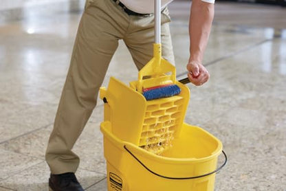 Rubbermaid Commercial Products WaveBrake 26 Qt. Side-Press Mop Bucket and Wringer Combo on Wheels, Yellow, for Professional/Industrial/Business Heavy-Duty Floor Cleaning/Mopping - size: 26 Qt