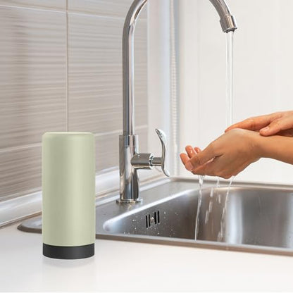 ElmRidge Dish Soap Silicone Dispenser for Kitchen Sink,Squeeze Washing Up Liquid and Hand Soap,Round refillable Silicone Bottles,Easy to Fill and to use,8.5oz,Black 2.4x2.4x5.5inch (Light Green) - color: Light Green