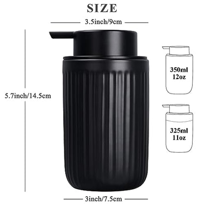 BosilunLife Dish Hand Soap Dispenser - Black Liquid Pump Soap Dispenser for Bathroom Decro 12oz Ceramic Kitchen Dish Dispenser with Rust-Proof Liquid Pump Modern Refillable Lotion Bottles - color: Black Lotion Pump