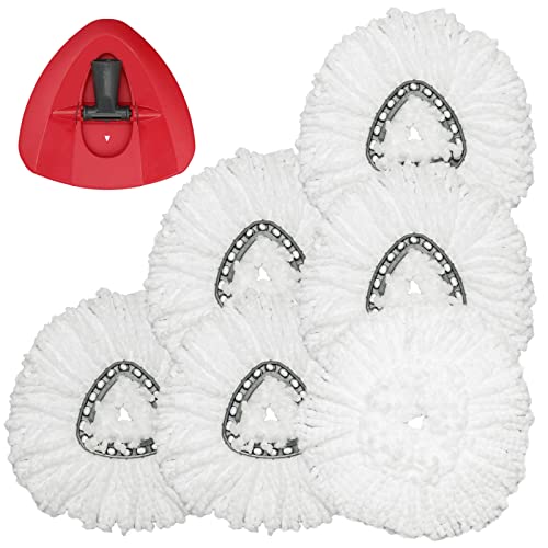 Spin Mop Replacement Head - 6 Pack EasyWring Mop Refills with Base Compatible with O-Cedar Triangle Spin Mop, Microfiber Mop Replace Head Easy Cleaning Floor Head Mop for Floor Cleaning - color: 6 Pack White