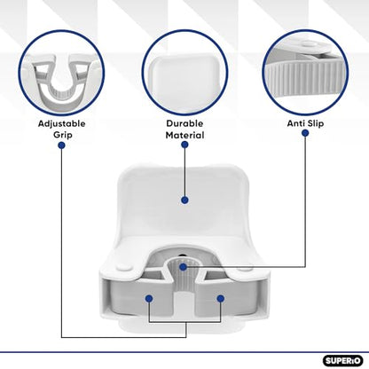 Superio Mop and Broom Holder, Set of 4 Single Piece Hooks, White Plastic Wall Mount Cleaning Storage Tool Organizer, Heavy-Duty Hook for Kitchen, Closet Garage, and Office - size: 4