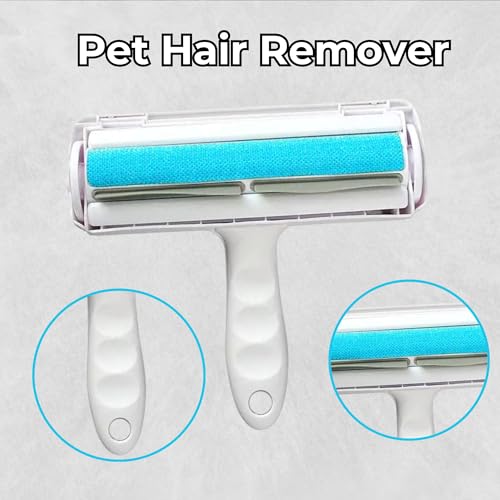 Portable Pet Hair Remover | Reusable Lint Roller for Cat and Dog | Hair Remover for Furniture, Couch, Carpet, Clothing, Seat and Bedding (Blue) - color: Blue