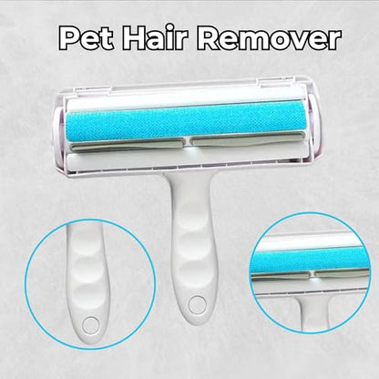 Portable Pet Hair Remover | Reusable Lint Roller for Cat and Dog | Hair Remover for Furniture, Couch, Carpet, Clothing, Seat and Bedding (Blue) - color: Blue