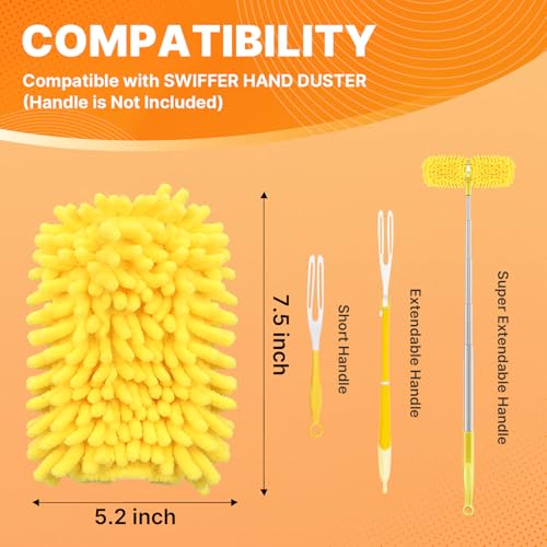Reusable Duster Refill Compatible with Swiffer Hand Duster, 360 Heavy Duty Duster Refills, Microfiber Washable Dusters Refills for Swiffer Duster Extended Handle, 4 Pack (Handle is Not Included) - color: 4 Pack (Yellow)