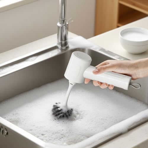Electric Spin Scrubber, Cordless Handheld Brush, 2 Speeds | 4 Attachments, 1500mAh Battery, IPX7 Waterproof, 120-Min Runtime for Kitchen, Bathroom, Stovetop, Glass, Car