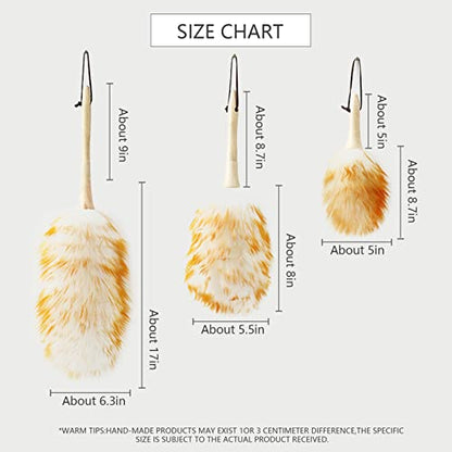 Lambs Wool Duster for Cleaning Window Blinds Computer Furniture TV Computer Screens Bookshelves Solid Wooden Handle Natural Feather Duster,16'', Yellow&White - color: Yellow+white, size: 16 Inch