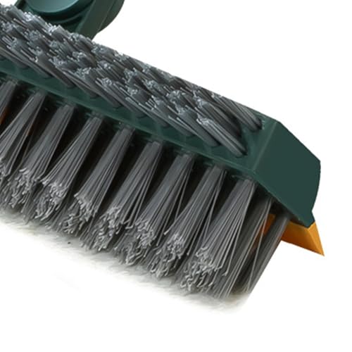 Floor Scrub Brush with Long Handle 43.7 Inch V Shape Rotating Head Floor Brush with Scraper, Stiff Bristle Non Slip Broom for Bathroom Kitchen Shower Grout Tile Outdoor Deck Patio