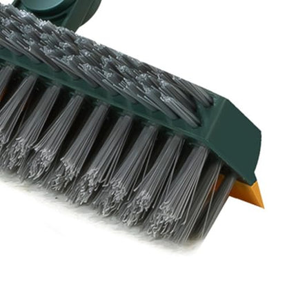 Floor Scrub Brush with Long Handle 43.7 Inch V Shape Rotating Head Floor Brush with Scraper, Stiff Bristle Non Slip Broom for Bathroom Kitchen Shower Grout Tile Outdoor Deck Patio
