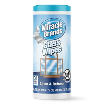 MiracleWipes for Glass, Disposable and Streak Free Cleaning Wipes for Mirrors, Windows, Kitchen, Home, and Auto- 30 Count - size: 30 Count (Pack of 1)