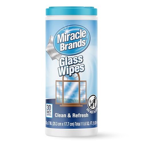 MiracleWipes for Glass, Disposable and Streak Free Cleaning Wipes for Mirrors, Windows, Kitchen, Home, and Auto- 30 Count - size: 30 Count (Pack of 1)