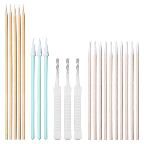 Phone Charge Port Cleaning Tool Kit Anti-Clogging Mini Brushes Cleaner Bendable Mini Soft Round Brushes Multifunctional Cleaning Tool for Speaker USB-C Port Tablet Laptop Computer Wood White Green