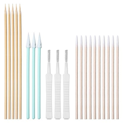 Phone Charge Port Cleaning Tool Kit Anti-Clogging Mini Brushes Cleaner Bendable Mini Soft Round Brushes Multifunctional Cleaning Tool for Speaker USB-C Port Tablet Laptop Computer Wood White Green