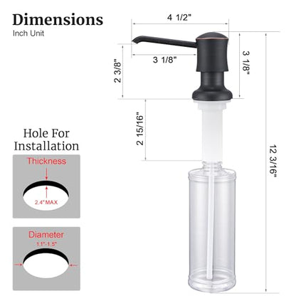 Soap Dispenser for Kitchen Sink (Oil Rubbed Bronze), Built-in and Refill-from-Top Design with Liquid Hand & Dish Soap Bottle - color: Oil-rubbed Bronze, size: with Bottle