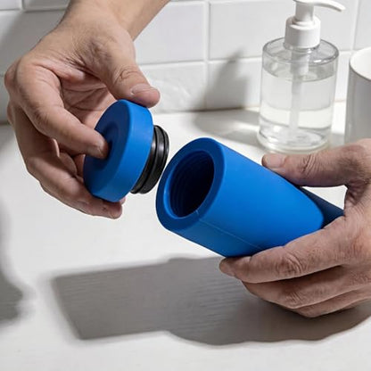 Dish Soap Dispenser for Kitchen, Silicone Squeeze Bottle for Dish Detergent (Blue) - color: Blue