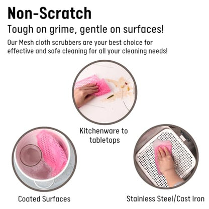Unha's mesh Dish Scrubber Cloths, 10 Pack, Produt of Korea | Quick-dry polyester net scrubbers for dishes, pots, pans, sinks, stovetops and everyday kitchen cleaning
